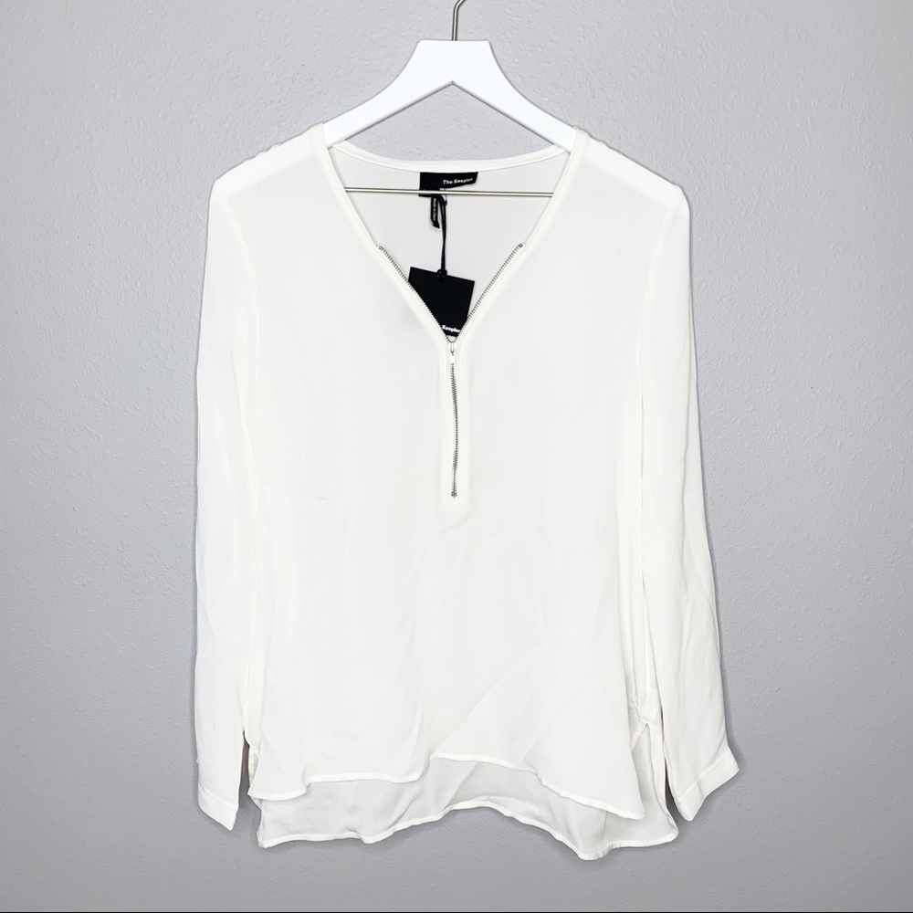 NWT The Kooples Signature Zipper Long Sleeve Top